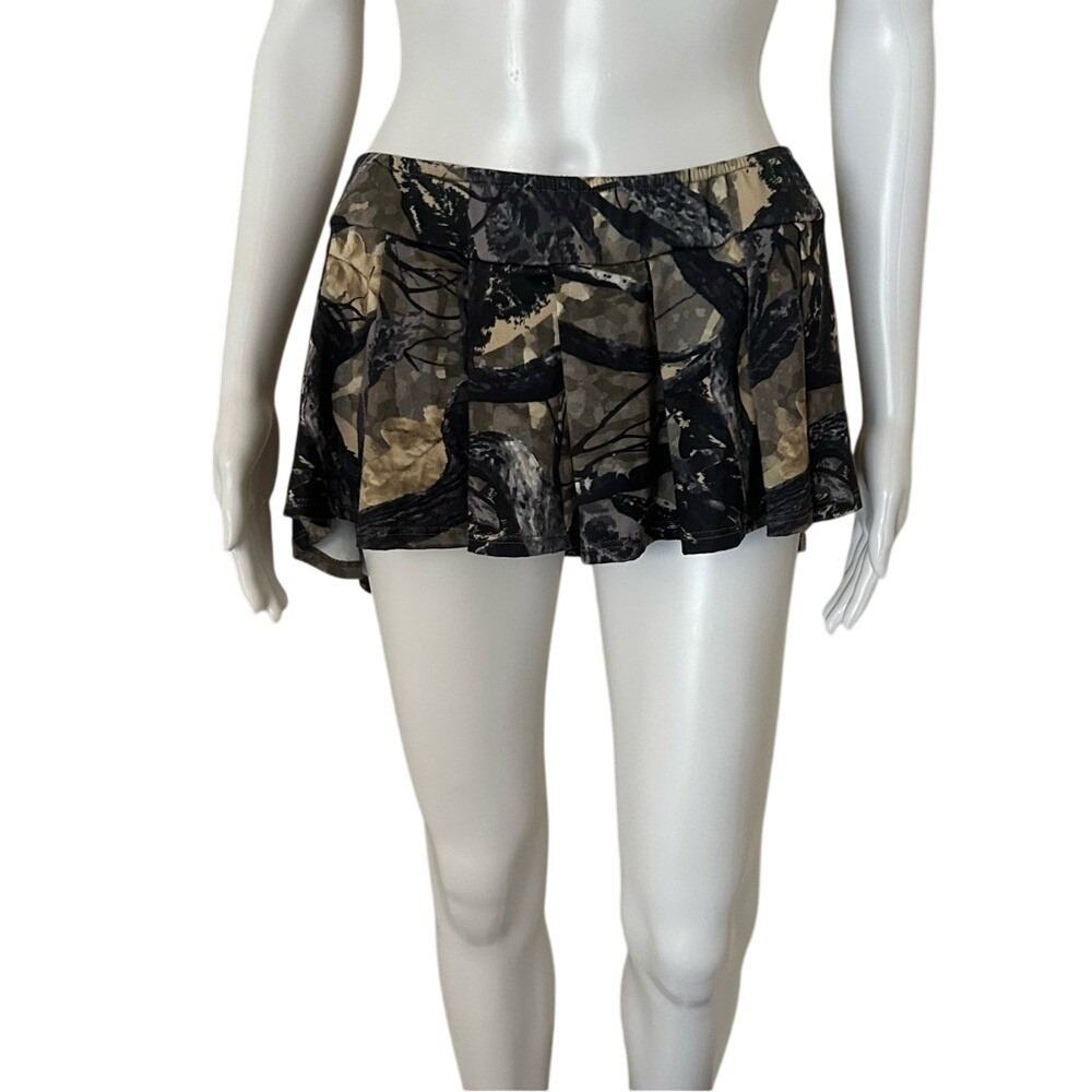 JNK Camo‎ Athletic Lounging Stretchy Rave Festival Skort Skirt Shorts Med